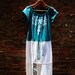 Womens Dress in Teal and White/ Eco Dress/ Upcycled T Shirt Dress/ Eco Clothing