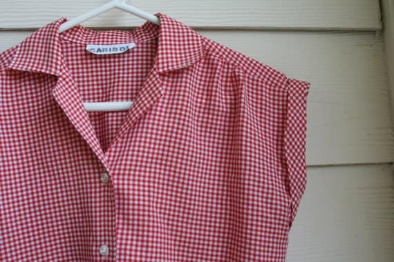 Women's Vintage Red and White Gingham Shirt
