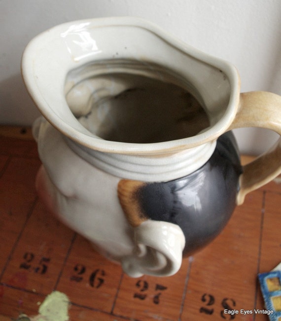 Sarreguemines Majolica face jug large happy by eagleeyesvintage