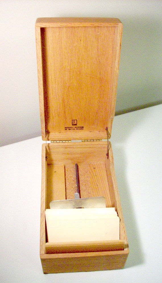 Vintage Wood Card File Box Goodwill Industries