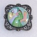 Vintage Painted Porcelain Silver Brooch Pin Princess