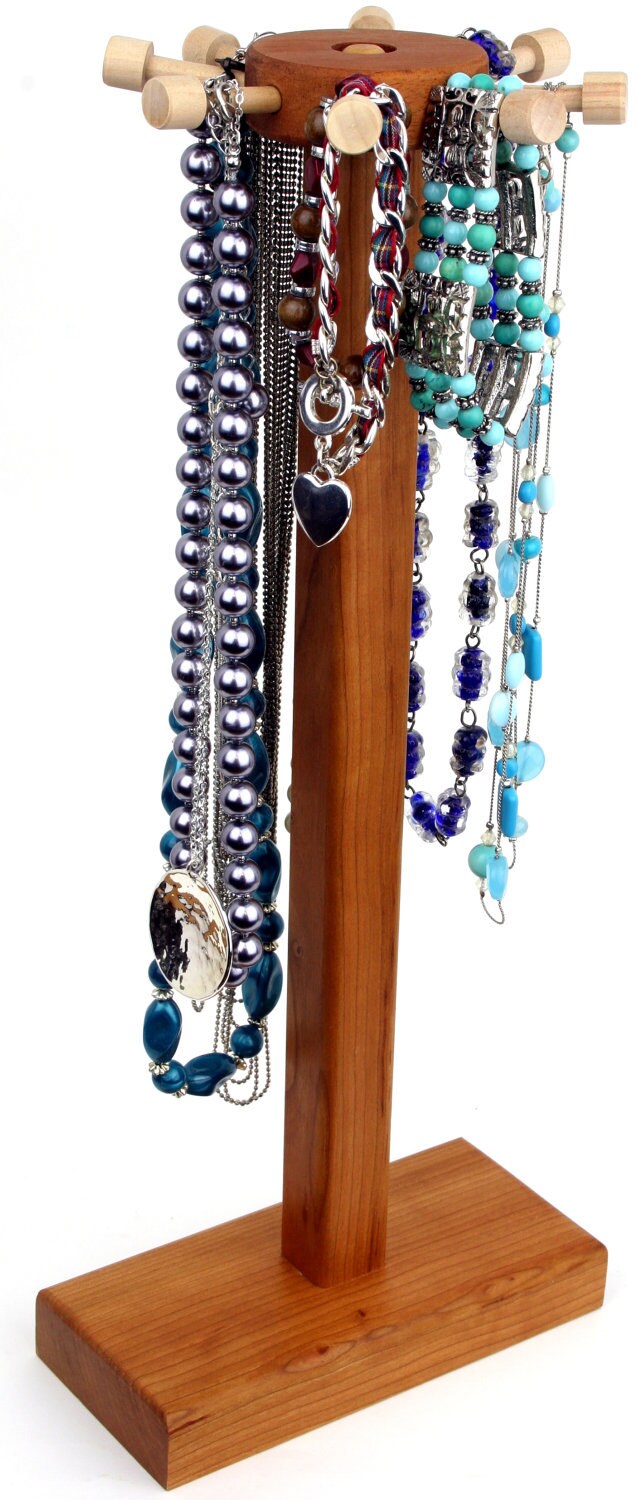 Necklace Holder Stand Jewelry Display Cherry Spinning