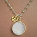 White Druzy Necklace Drusy Quartz Peace Charm 14K Gold Fill Labradorite Chain