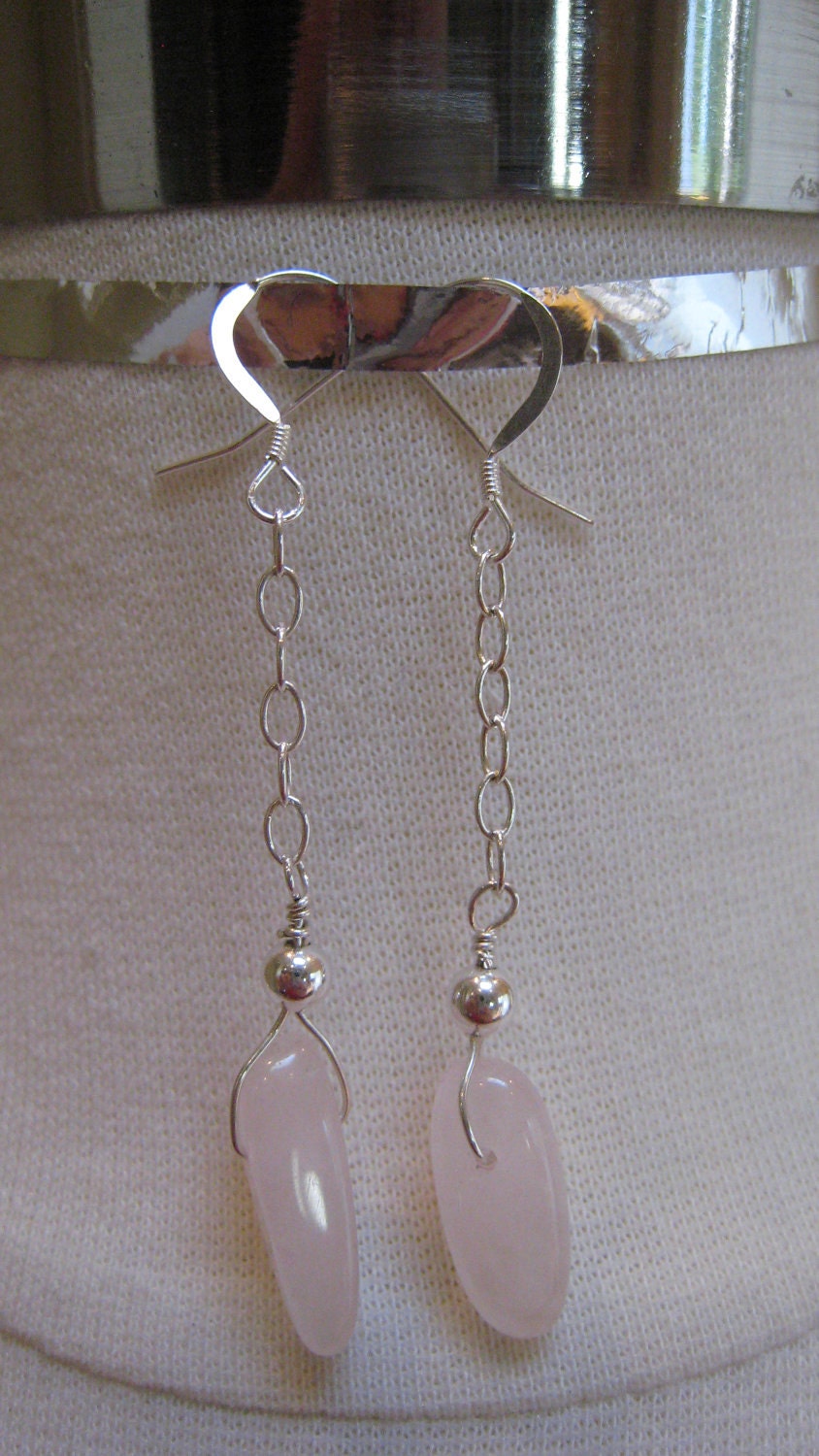 Rose Quartz necklace and earrings set Sterling by RoweStudio