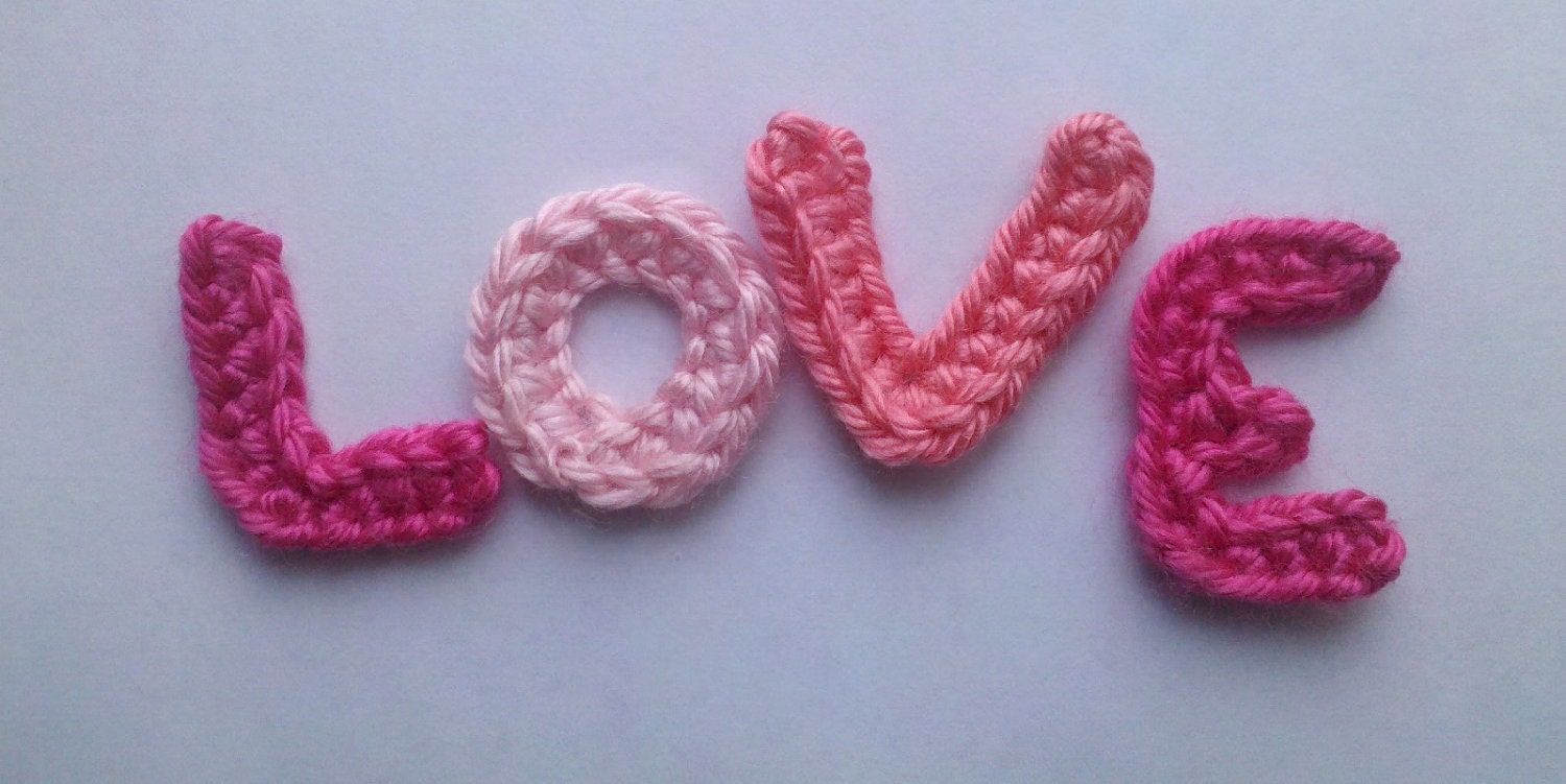Handmade crochet LOVE letters appliques