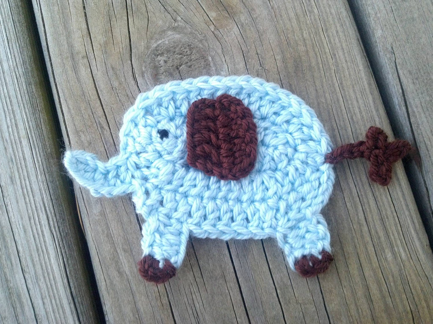 Crochet Elephant Applique Handmade for scrapbooking/ flat