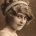 YOUNG WOMAN W/HEADBAND Antique unique black and white Original Post Card real photo Photograph Postcard