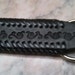 Leather keychain. Black double sided design.hand tooled and leather stitching.