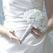 Bridal Bouquet - White Beaded Bouquet, Silk Wedding Flowers