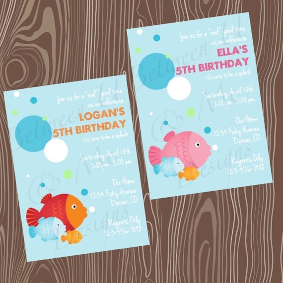 Items similar to Fish Birthday Party Invitation Printable Digital File