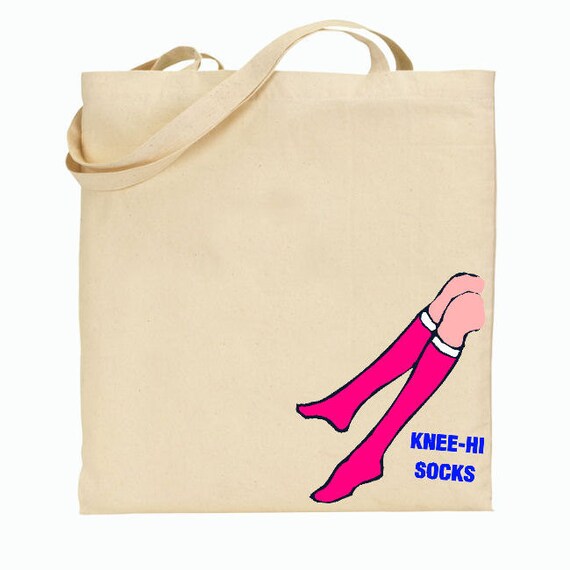 Eco Friendly Canvas Tote Bag - Reusable Grocery Bags - Knee-Hi Socks