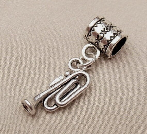Silver Trumpet Charms 2 pcs Musical Instrument by galaxyplace