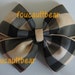 Tan Nova Check Plaid Hair Bow Barrette Clip Handmade