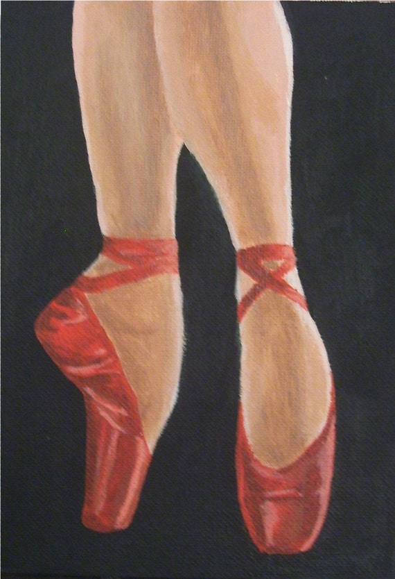 Items similar to Ruby Slippers Original Painting of Ballet Shoes on Etsy