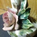Vintage Italian Vase, Applied Roses, Hand Painted