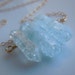 Raw Crystal Quartz Necklace in Blue : 3 Stone Point Pendant in Gold