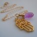 Hamsa Necklace with Purple Chalcedony : Yoga Jewelry