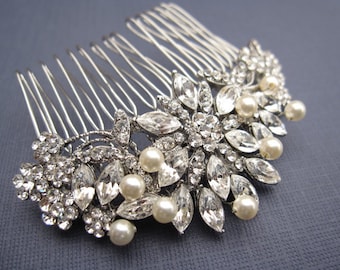 Vintage Inspired Pearls bridal hair comb,wedding hair comb,wedding hair accessories,pearl bridal comb,crystal wedding comb,bridal headpieces