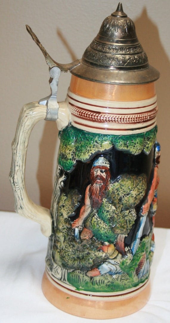 Vintage Original King 7 German Beer Stein with Vikings
