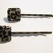 African Safari Leopard Print Glass Bobby Pin Pair