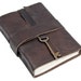 Dark Brown Leather Journal with Antique Skeleton Key Bookmark