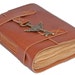 Light Brown Leather Journal with Winged Clock Key Charm Bookmark