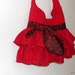 SALE Red Ruffle Purse, with vintage tie