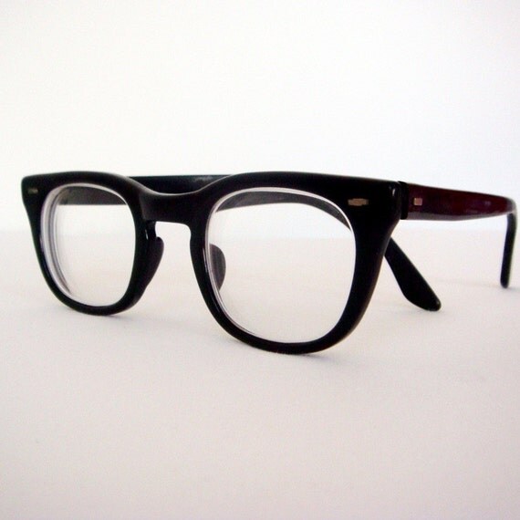 vintage 1950s black horn rim USS issue eyeglasses authentic