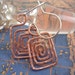 BIG SUMMER SALE, Copper and Silver Greek Key Earrings "Artemis"
