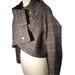 Steampunk cropped jacket coat for women brown plaid check asymmetric