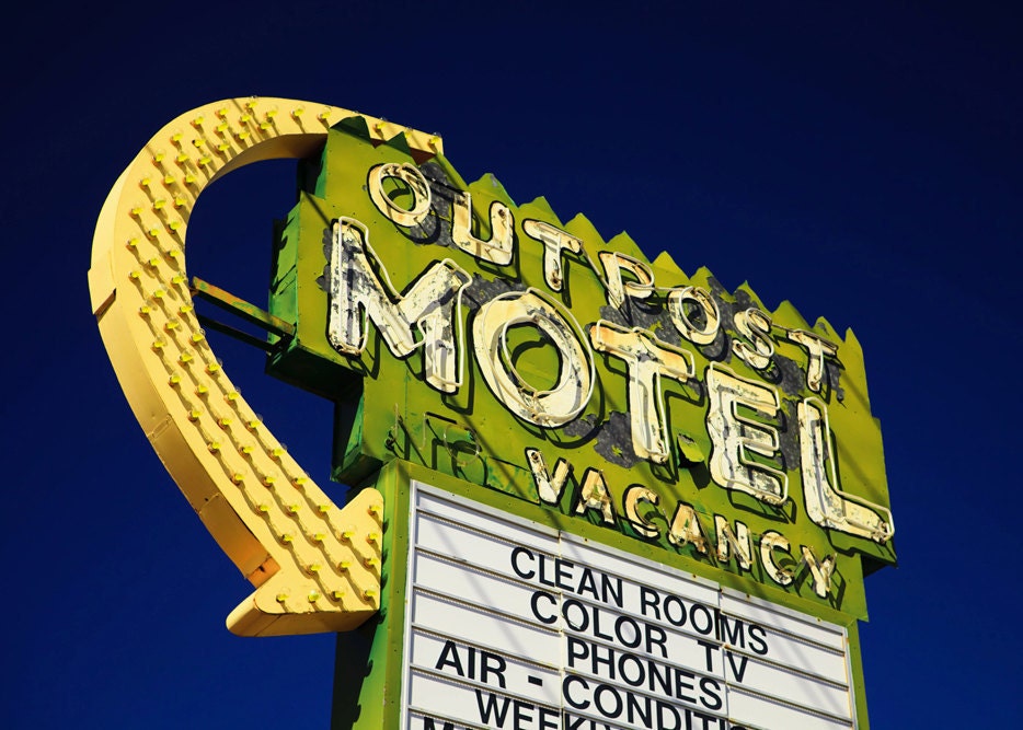 Las Vegas Outpost Motel Vintage Neon Sign by RetroRoadsidePhoto