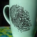 Scene of the Crime-Hand Painted Fingerprint Mug- Teal Blue- dishwasher safe