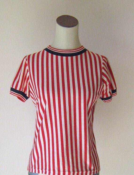 Big Top Circus Red & White Vertical Striped Shirt