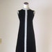 Long Black Velvet Silver Stripe High Collar Maxi Beaded Dress