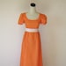 Orange Polka Dot Maxi Gown Dress Long Back Bow