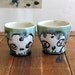 Espresso Cup Set, Skull Teacups, Stoneware Double Shot Cup Tumblers 4 oz