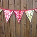 Sale, Holiday Garland, Christmas Fabric Banner Kumari Garden Holiday Bunting Flag, Red and Green