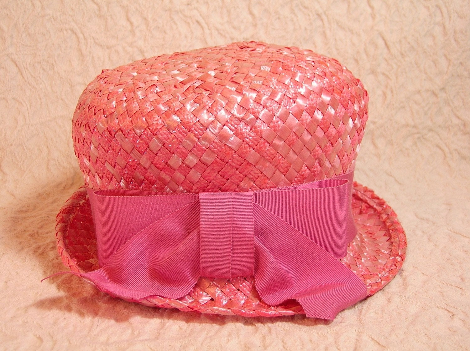 Vintage Pink Straw Hat