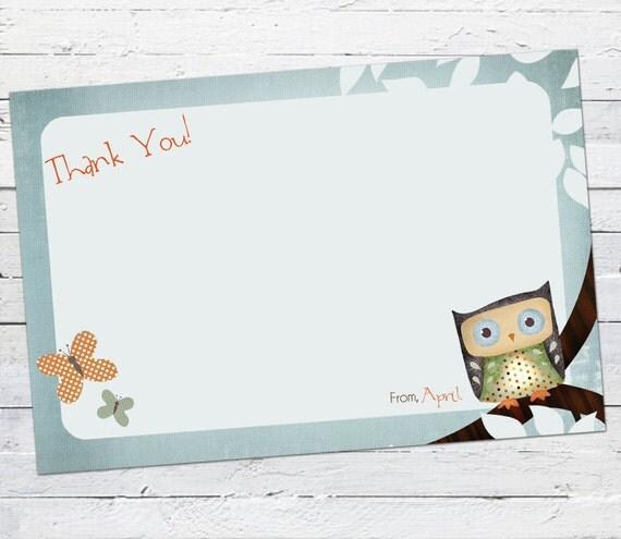 Little Owlie (boy) -- Thank You Note Il_570xn