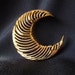 Vintage Gold Monet Signed Crescent Moon Brooch Women's Teens Jewelry 60's Mad Men Inspired
