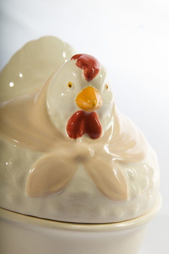 SALE Vintage Ceramic Mother Hen Chicken Butter Dish by modclay