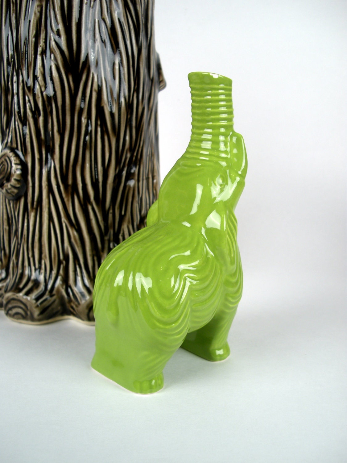 Vintage Ceramic Elephant Bud Vase Kiwi Green by modclay on Etsy
