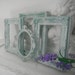 seafoam green antiqued picture frames beach cottage decor shabby chic OOAK photo frames French country ornate wall decor