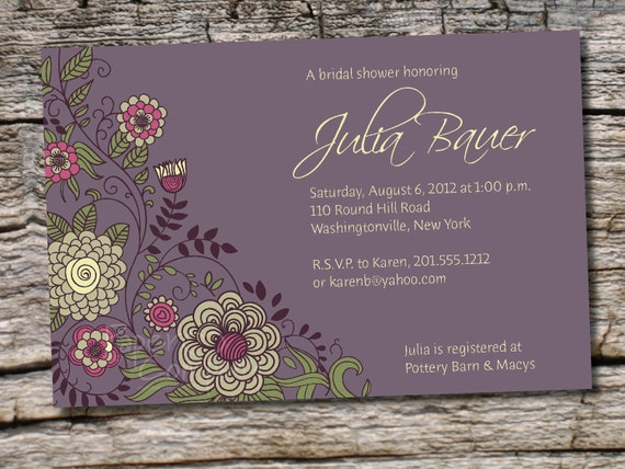 FLOWER VINE Bridal Shower/ Baby Shower Invitation - You Print, DIY, Digital Design Il_570xn