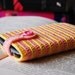 Cell phone handmade cover case/sleeve in joyful yellow & pink - protect your phone