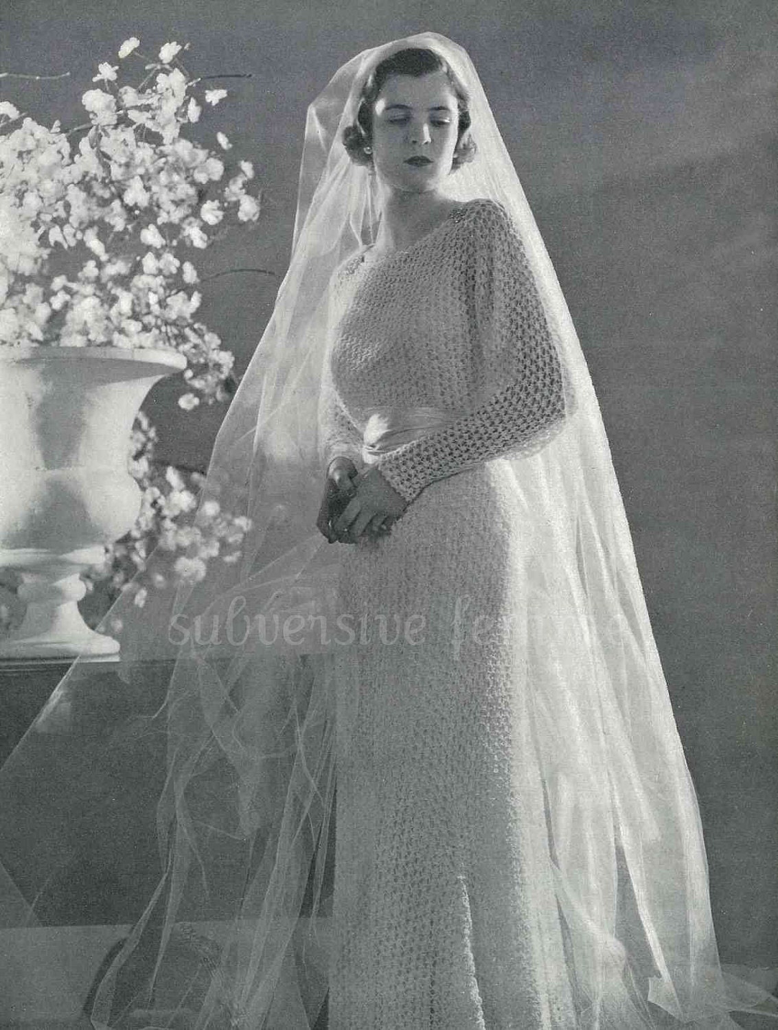 Early 1930s Art  Deco  lace wedding  dress  Marina 