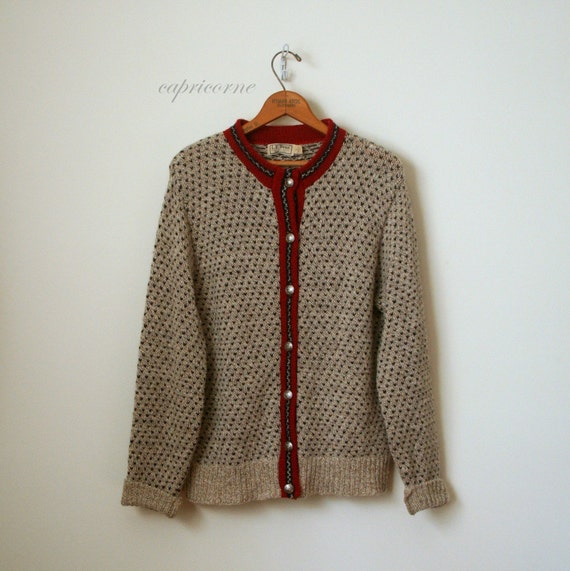 vintage cardigan sweater RAG WOOL ll bean retro by AgeofMint