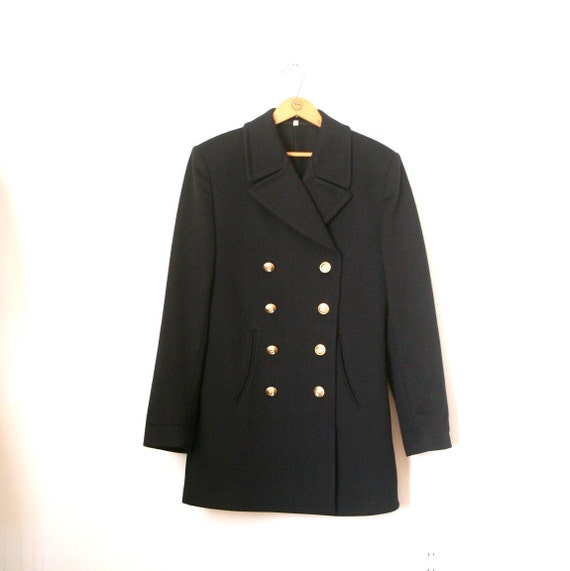 vintage wool PEA COAT midnight / navy blue GERMAN issue