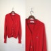 vintage cardigan sweater IZOD LACOSTE retro prep RED indie 1980's preppy