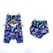 vintage 3 piece WORKOUT GEAR shorts / crop top/ pants PURPLE iris floral 1980's nwot